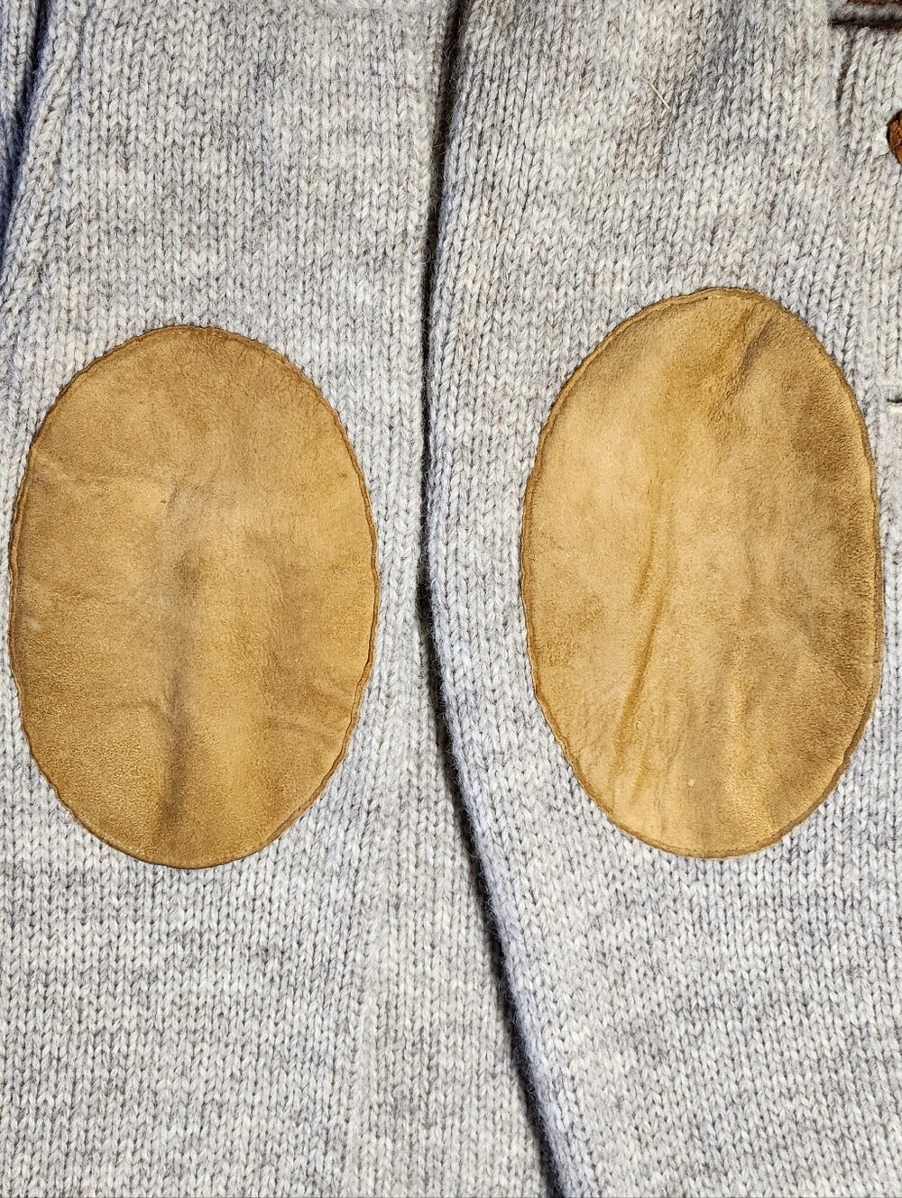 Vintage Polo Ralph Lauren Shawl Collar Wool Cardigan Suede Elbow Patches L - Picture 13 of 16